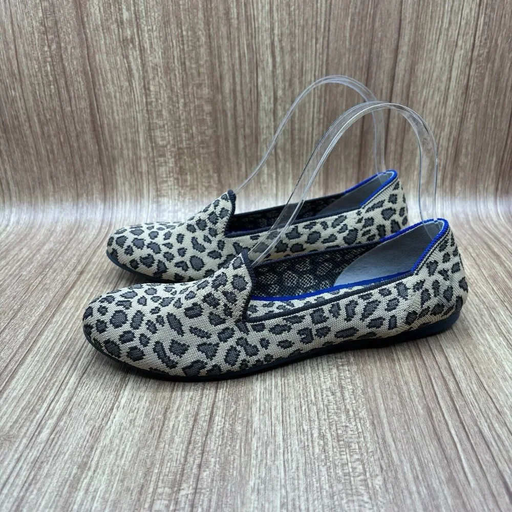Rothy's THE LOAFER Spotted Leopard Print Flats Retired Blue Halo Women's Size 7